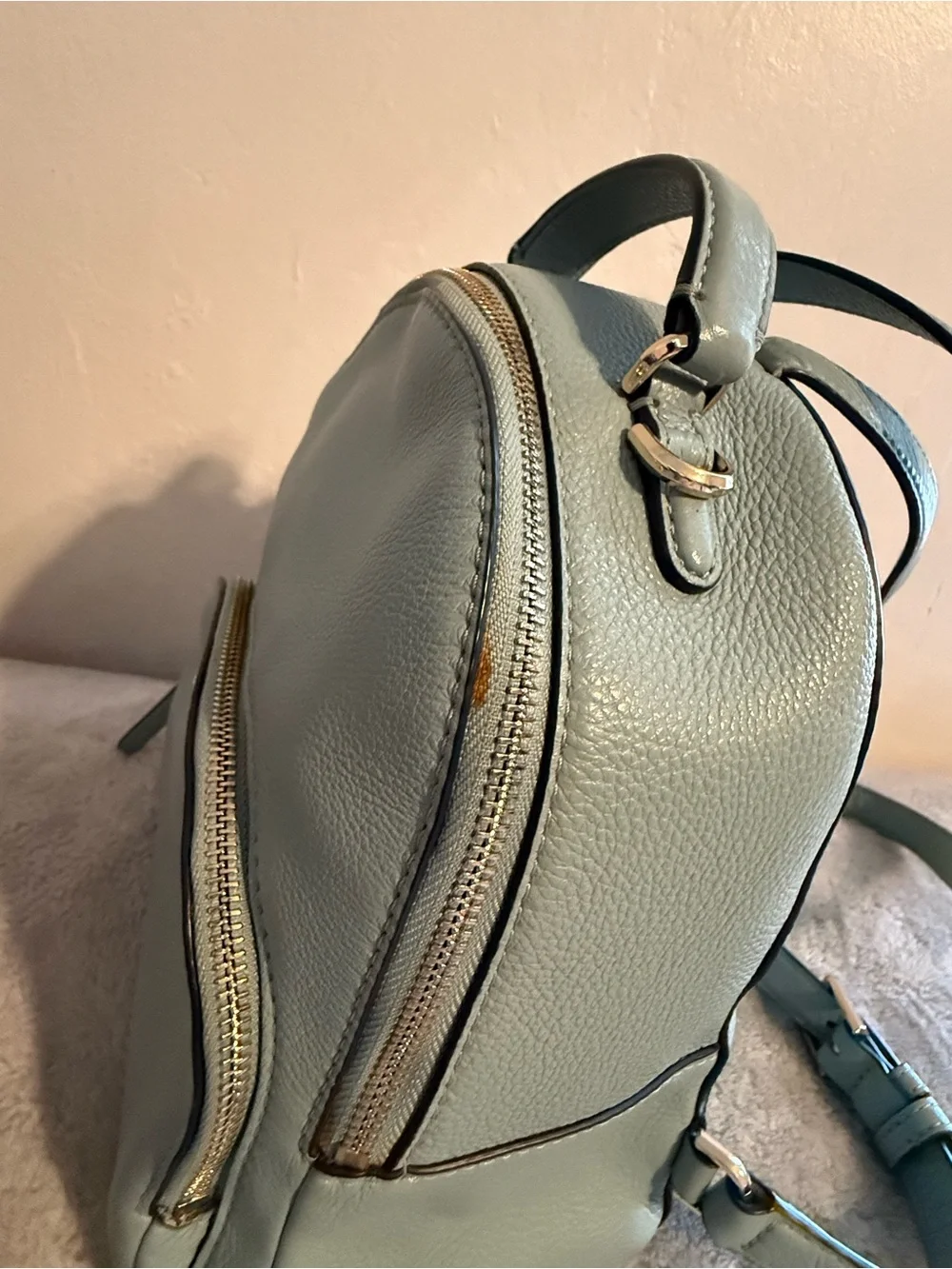 kate spade Mini Pebbled Leather Backpack in Sage